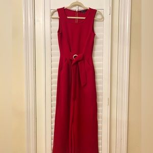 Red jumpsuit! Worn twice! — swipe to see it pictured ON